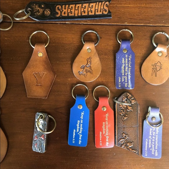21 Hand Stamped And Riveted Leather Keychains - Picture 3 of 3